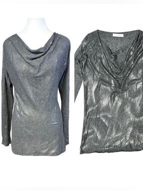 Metallic Cashmere Viscose Blend Cowl Neck Sweater Eva Week-End Made in Italy Med